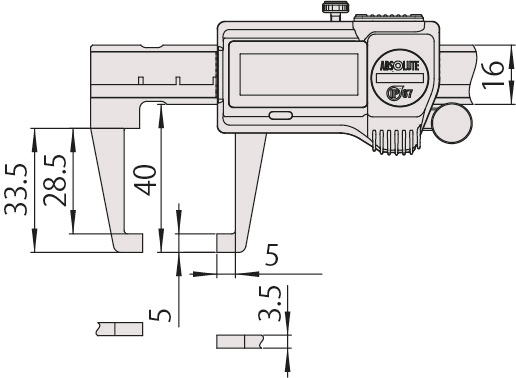 Digital ABS Neck Caliper Inch/Metric, 0-6", IP67, Thumb Roller 573-751