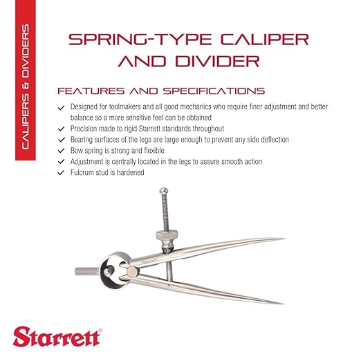 Starrett 277-4 4" Toolmakers' Spring-Type Divider With Round Legs And Solid Nut