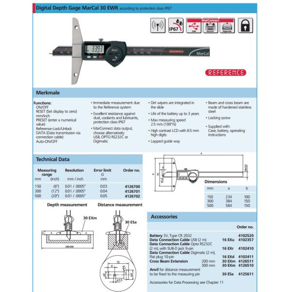 Mahr 4126510 300MM 30 EXM CROSS BEAM