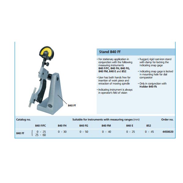 Mahr 4450020 Stand 840Ff for Indicating Snap Gauge 840