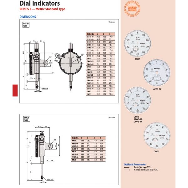 Dial Gauge, Lug Back, ISO Type Jewelled Bearing, Shockproof, 2mm, 0,001mm 2113F