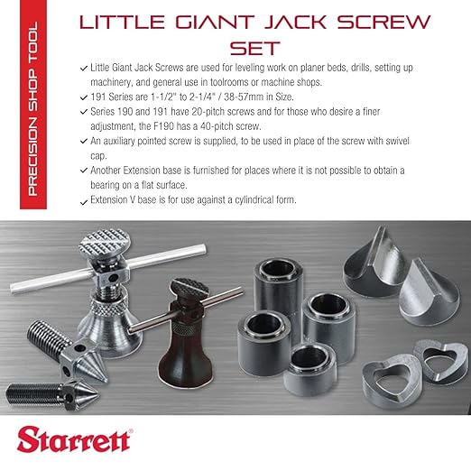 Starrett S191 Little Giant Jack Screws Complete Set With All Attachment, 1.5"-2.25" Size