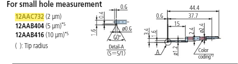 Small hole stylus - R2µm; 60° for Surftest; Formtracer SV-C 12AAC732