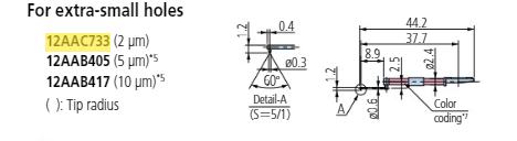 Extra small hole stylus - R2µm; 60° for Surftest; Formtracer SV-C 12AAC733