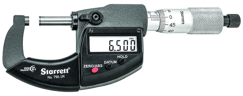 Starrett Digital Micrometer 0-1"/0-25mm IP67 796XRL-1