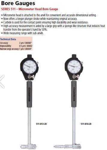 2-Point Inside Measuring Instrument Range 24-32" Graduation .0005"  With Micrometer Head 511-848-20