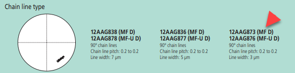 Reticle for MF Gen. B Broken Cross-hair (3 µm line width) 12AAG873