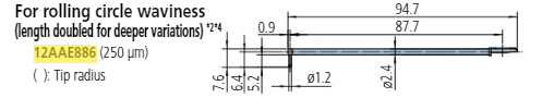 2 x Rolling circle waviness stylus R250µm; 60°; Surftest; Formtracer SV-C 12AAE886