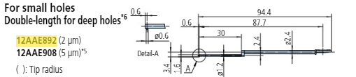 2 x Small deep hole stylus - R2µm; 60° for Surftest; Formtracer SV-C 12AAE892