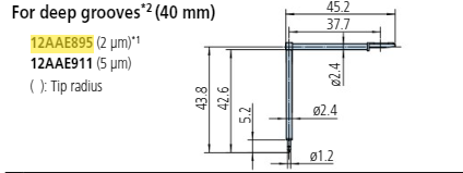 Deep groove 40mm stylus - R2µm; 60° for Surftest; Formtracer SV-C 12AAE895