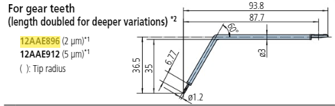 2 x Gear tooth stylus - R2µm; 60° for Surftest; Formtracer SV-C 12AAE896