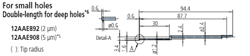 2 x Deep hole stylus - R2µm; 60° for Surftest; Formtracer SV-C 12AAE898