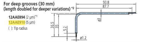 2 x Deep groove 30mm stylus - R5µm; 90° for Surftest; Formtracer SV-C 12AAE910