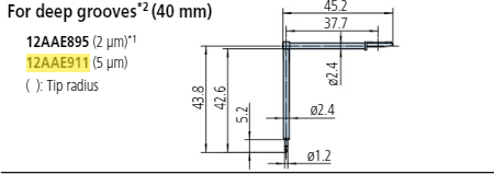 Deep groove 40mm stylus - R5µm; 90° for Surftest; Formtracer SV-C 12AAE911