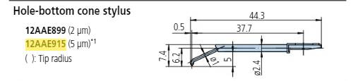 Hole bottom stylus - R5µm; 90° for Surftest; Formtracer SV-C 12AAE915