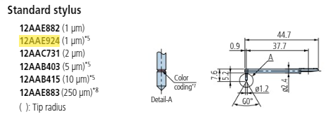 Standard stylus - R1µm; 90° for Surftest; Formtracer SV-C 12AAE924