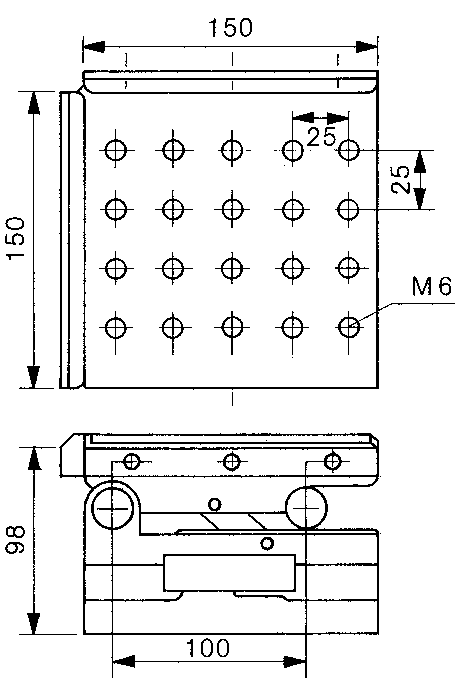 930-628 Compound Precision Sine Plate 150x150mm, with M6 Holes