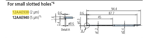 2 x Small slotted hole stylus - R2µm; 60 for Surftest; Formtracer SV-C 12AAE938