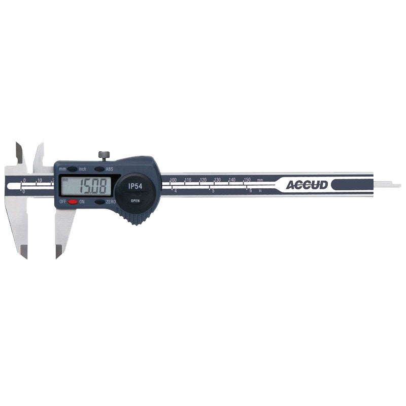 Accud 111-006-11 Digital Caliper 6"/150mm x .01mm/.0005" With Output IP54, Highly accurate glass scale