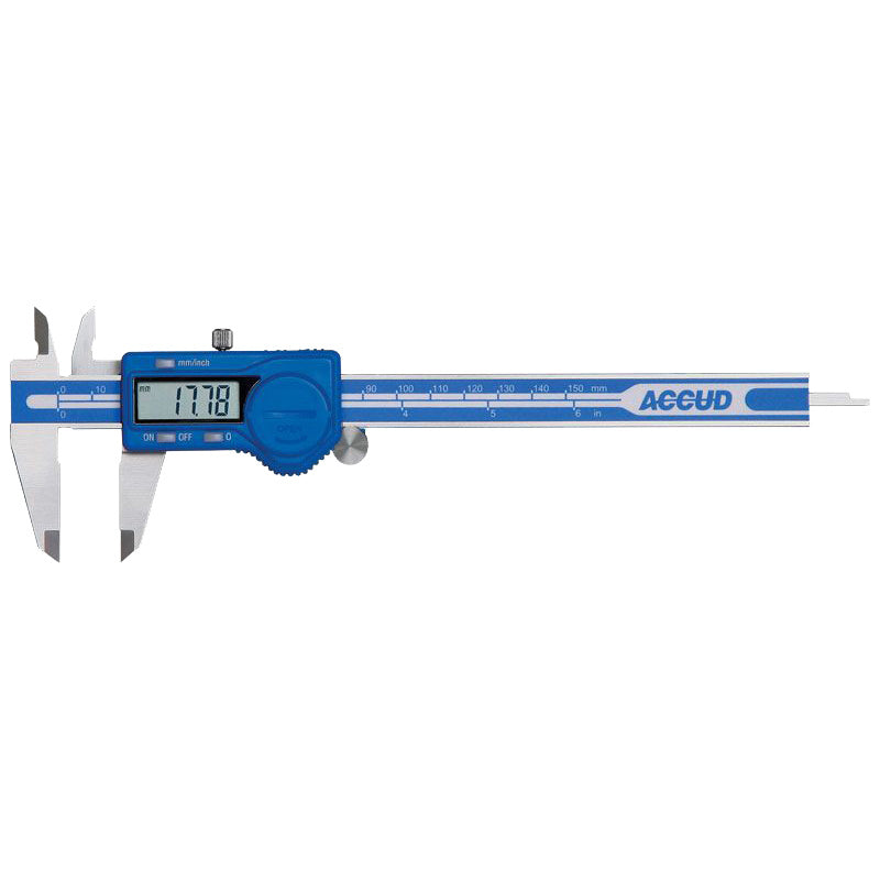 Accud 111-006-12 Digital Caliper 6"/150mm x .01mm/.0005" With Output