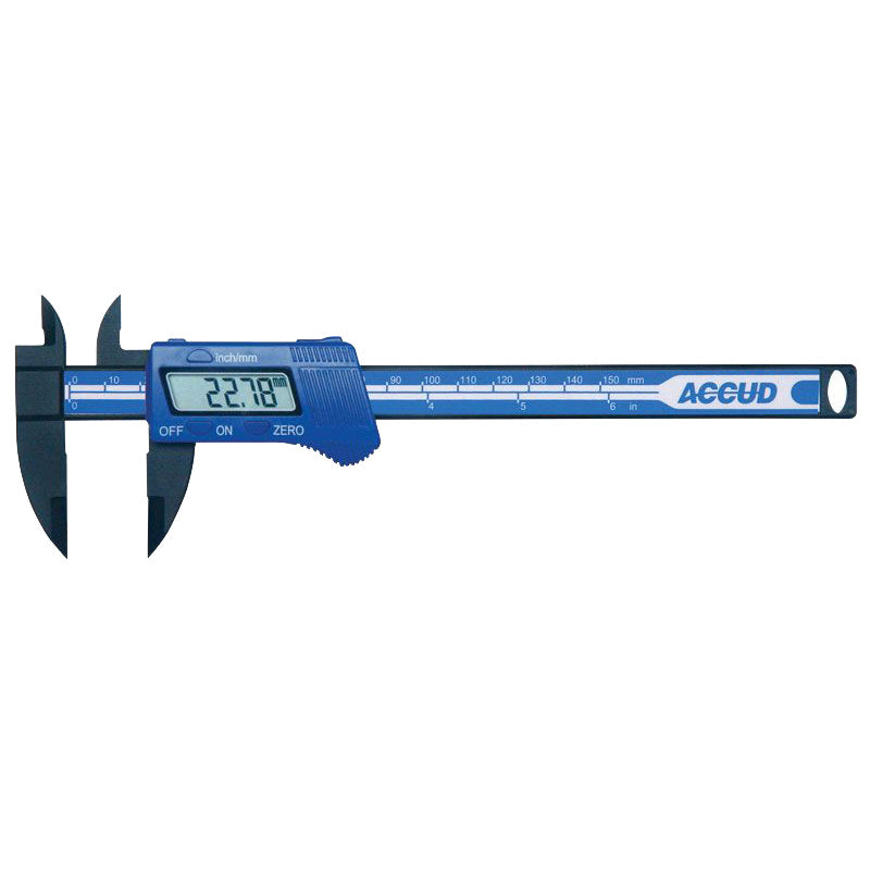 Accud Plastic Digital Caliper 0-150mm/0-6" Resolution .01mm/.0005" 117-006-11