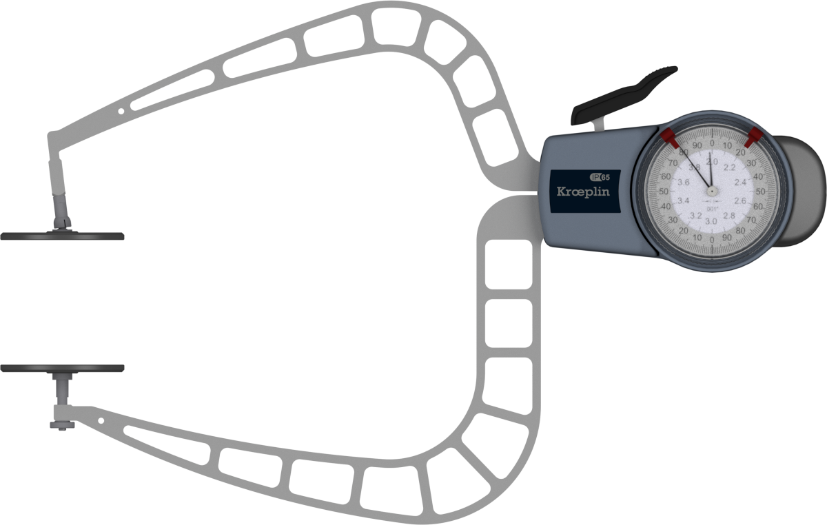 Kroeplin External Dial Caliper Gauge D9100T 2-4" grad .001" Flat 1.97" Disc