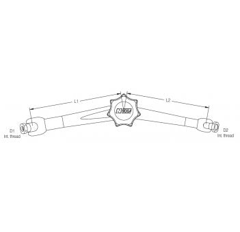 Noga DG60003 DG Arms. Int. M6/Int. M6. Int. thread D1: M6 Int. thread D2: M6 Arm length L1: 110mm Arm length L2: 101mm Total Length: 211mm