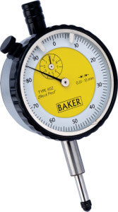 Baker (Mercer Style) Plunger indicator K02, Range 10mm, Graduation .01mm, Reading 0-100