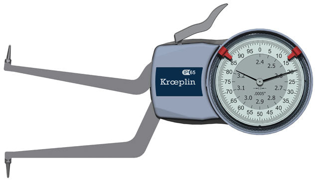 Kroeplin Metric Internal Dial Caliper Gauge 2.4-3.2" .0005" H760