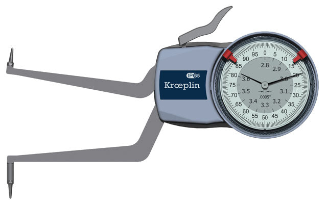 Kroeplin Metric Internal Dial Caliper Gauge 2.8-3.6" .0005" H770