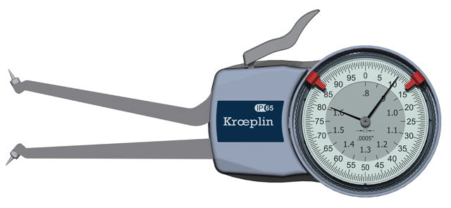 Kroeplin H7G20 mechanical internal measuring gauge  Measuring range 0.8-1.6" Grad .0005" Measuring depth L max.: 3.3"