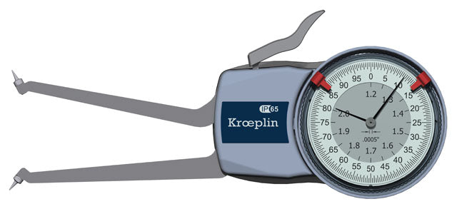 Kroeplin H7G30 mechanical internal measuring gauge  Measuring range 1.2-2" Grad .0005" Measuring depth L max.: 3.3"