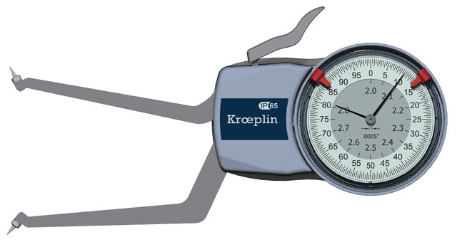 Kroeplin H7G50 mechanical internal measuring gauge  Measuring range 2-2.8" Grad .0005" Measuring depth L max.: 3.3"