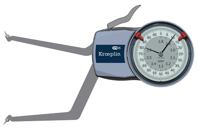 Kroeplin H7G70 mechanical internal measuring gauge  Measuring range 2.8-3.6" Grad .0005" Measuring depth L max.: 3.3"