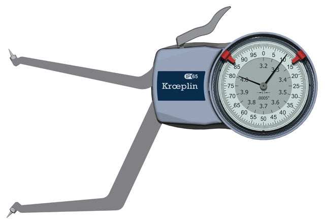 Kroeplin H7G80 mechanical internal measuring gauge  Measuring range 3.2-4" Grad .0005" Measuring depth L max.: 3.3"