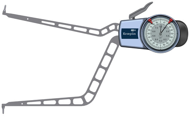 Kroeplin H9130 Internal Dial Caliper 5.2-7.2″ Grad .001" Depth 7.6"