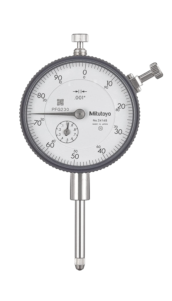 Mitutoyo 2416S Dial Indicator, 0-1" Range, 0.001" Resolution, +/-0.001" Accuracy, 0-100 Dial Reading, With Lug Back