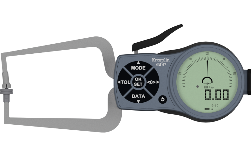 Digital External Caliper Gauge 0-20mm/0-.8", 0.001mm K220T with 10mm flat anvils