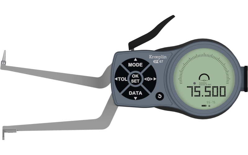 Digital Internal 3-Point Caliper Gauge 55-75mm/2.17-2.95", 0.001mm/.00005", L255P3