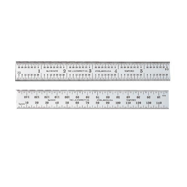 Starrett C635-300 Spring Tempered Steel Rule With Millimetre Graduations, 300mm Length, 25mm Width, 1.2mm Thickness