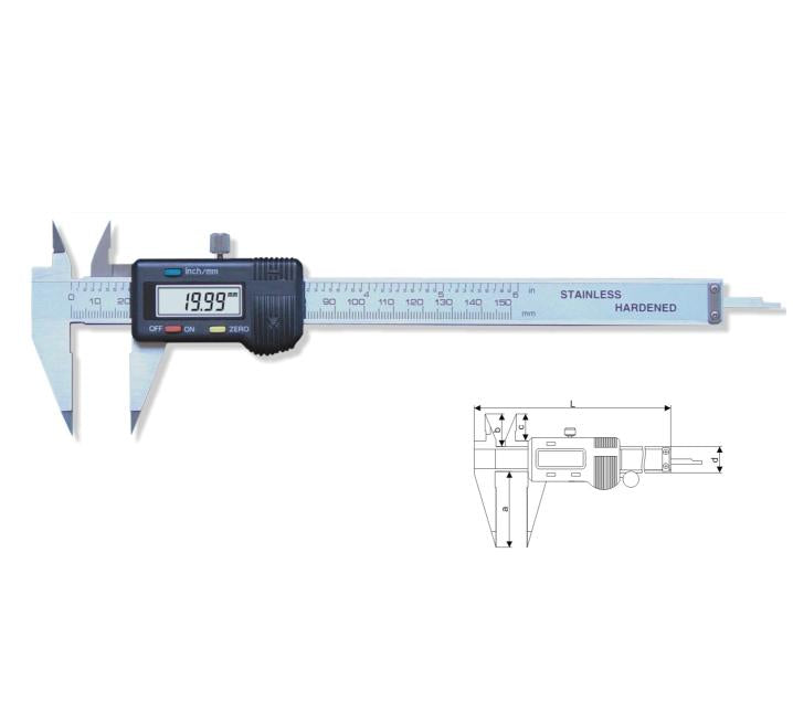 Inspec Digital Pointed Calipers Range 0-150mm/0-6" Resolution .0005"/.01mm 111-201