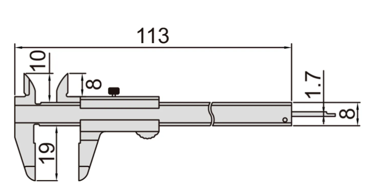 Insize  Mini Vernier Caliper  0-70mm, Graduation .05mm 1204-70