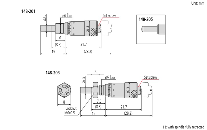 Micrometer Head Ultra-small 0-0,25" 148-202