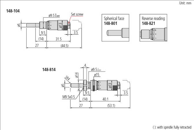 Micometer Head, Small Standard Type 0-0.5", 0.001", Flat 148-112-10