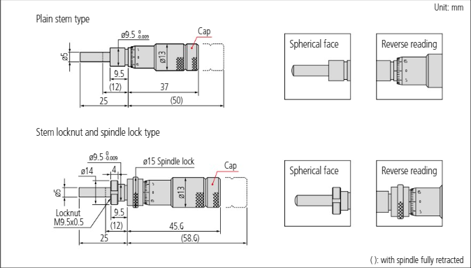 Micrometer Head, Medium-sized Standard 0-25mm, Clamp Nut 150-191