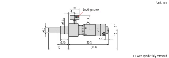 Micrometer Head, Locking Screw Type 0-6,5mm, 0,01mm, Flat 148-220-10