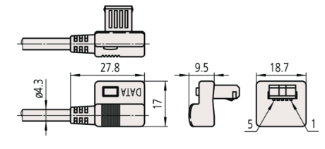 Digimatic Cable with Data Button Left Type 04AZB512