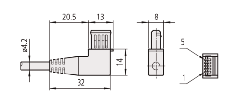 Digimatic Cable, Flat L-Shape Right Type 905691