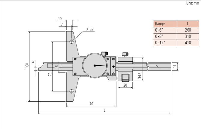 Dial Depth Gauge 0-6", With Fine adjustment 527-311-50