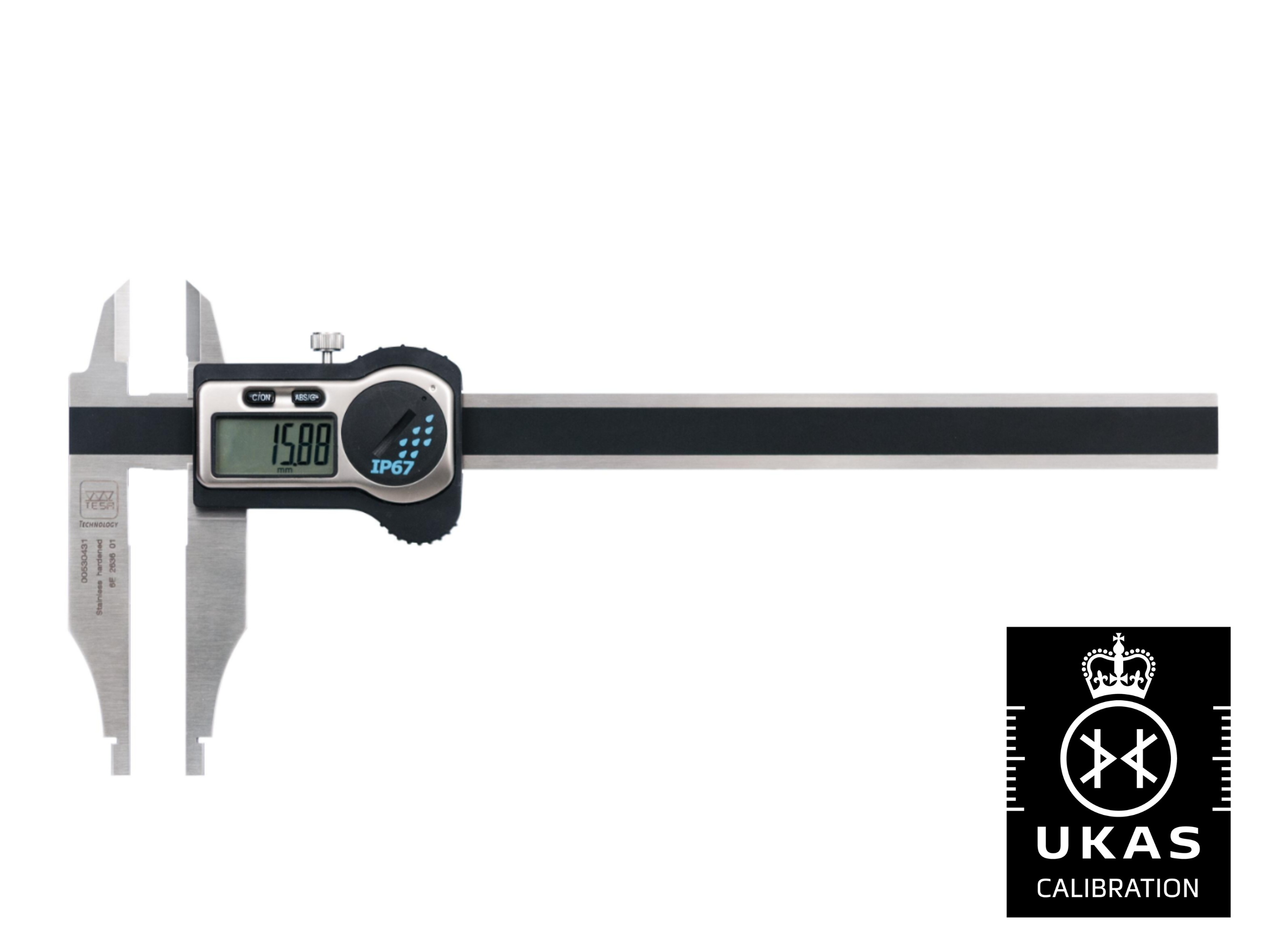 Tesa Digital workshop caliper, with rounded internal measuring faces & knife-edge external jaws, 1000 mm 00530437  with UKAS Calibration